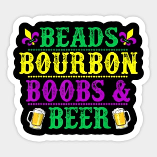 Beads Bourbon Boobs and Beer Mardi Gras Sticker